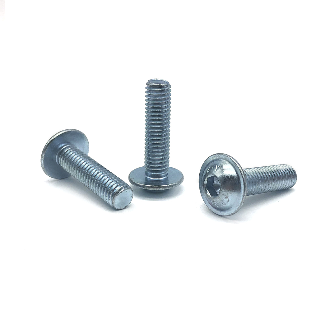 10.9級內六角半圓帶墊螺釘GB70.4碳鋼帶墊圓杯螺絲鍍藍白鋅內六角螺絲